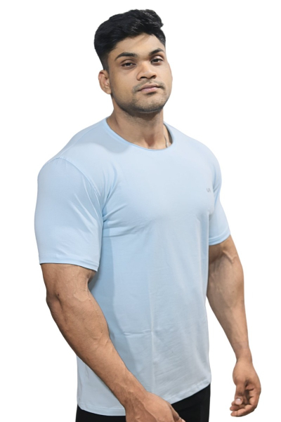 New Round Neck Tee Sky Blue