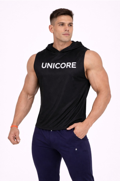 Jet Black Sleeveless Hoodie